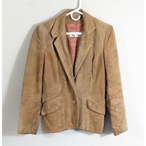 Vintage Tan Suede Leather Blazer Jacket Women's S/M 70s/80s